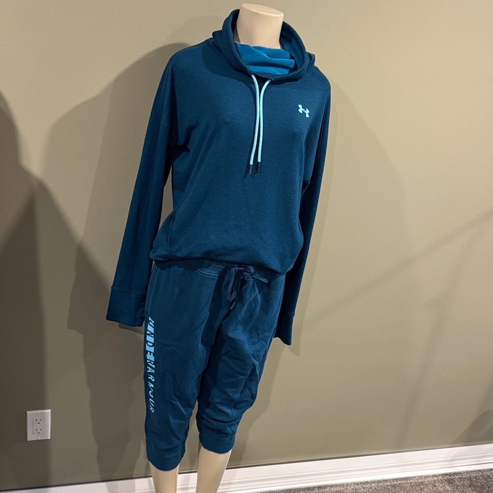 Under Armour Teal Blue Cowlneck Hoodie and Joggers Set